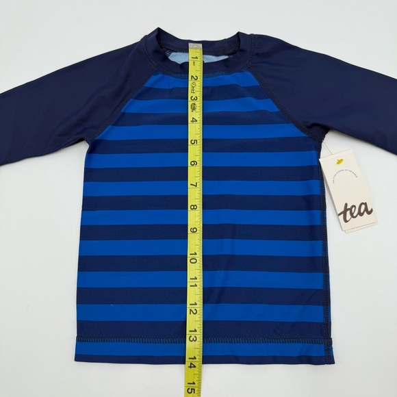 Tea Collection Boys Long Sleeve Rash Guard Navy and Blue Striped Rashguard 2 NWT - Picture 3 of 6